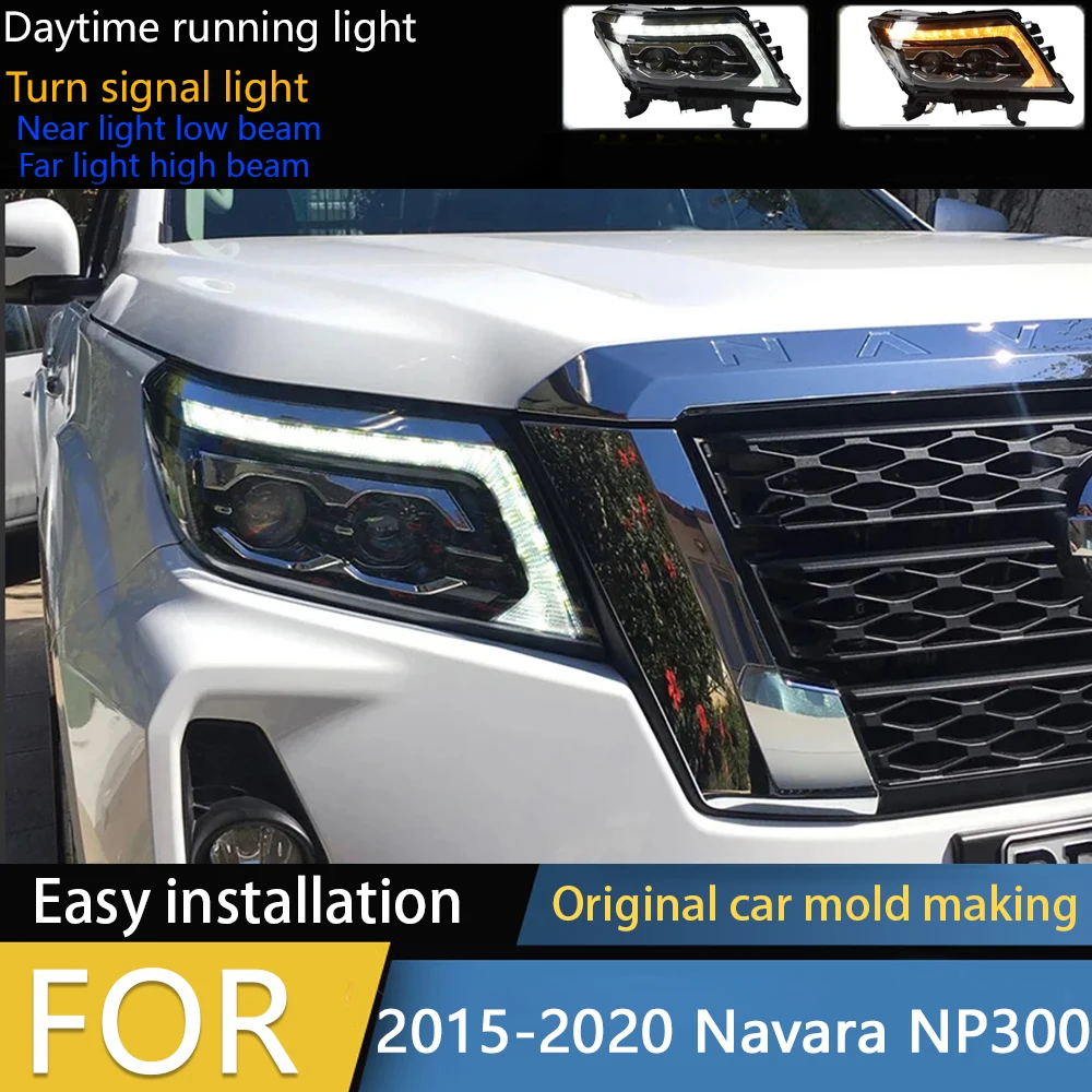 

Автомобильный Стайлинг, фара для Navara NP300, светодиодная фара 2015-2020, фары NP300 DRL, указатель поворота, дальний свет, автоаксессуары