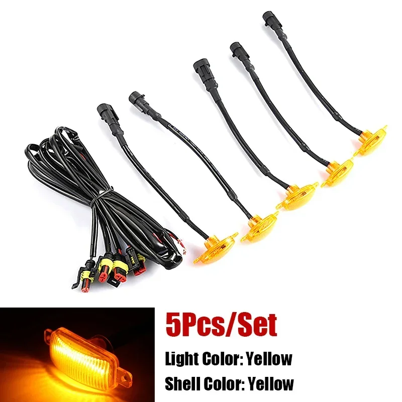 3/4/5/6Pcs Front Grille LED Auto Lichter Signal Lampe Universal Fit Für Pickup off-Road SUV Auto Zubehör LED Licht Mit Kabelbaum