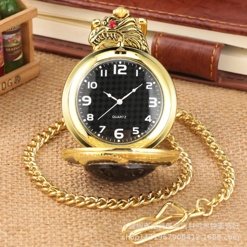 -Border Quartz Watch New Design Ruby Golden Waist Chain Flip Quartz Pocket Watch In stock