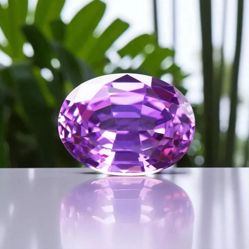 

L-Lab Grown Sapphire Purplish Blue Oval Cut Charm Beads For Diy Jewelry Making Pendant Material Selectable Certificate