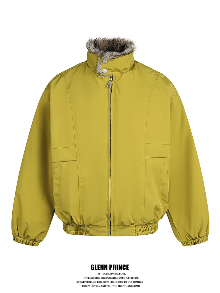 

Мужская куртка GPstudio из хлопка с меховым воротником, теплая, в ретро-американском стиле, с дизайном «Горный орел», зимняя, Cleanfit Faion