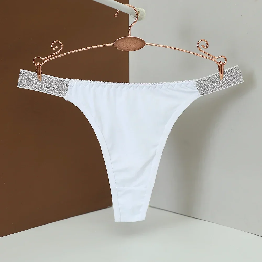 Women Sexy Thongs Rhinestones Letter Underwear Diamonds G-string Low Waist Female Briefs Shorts T-back Fitness Triangle Panties image 3