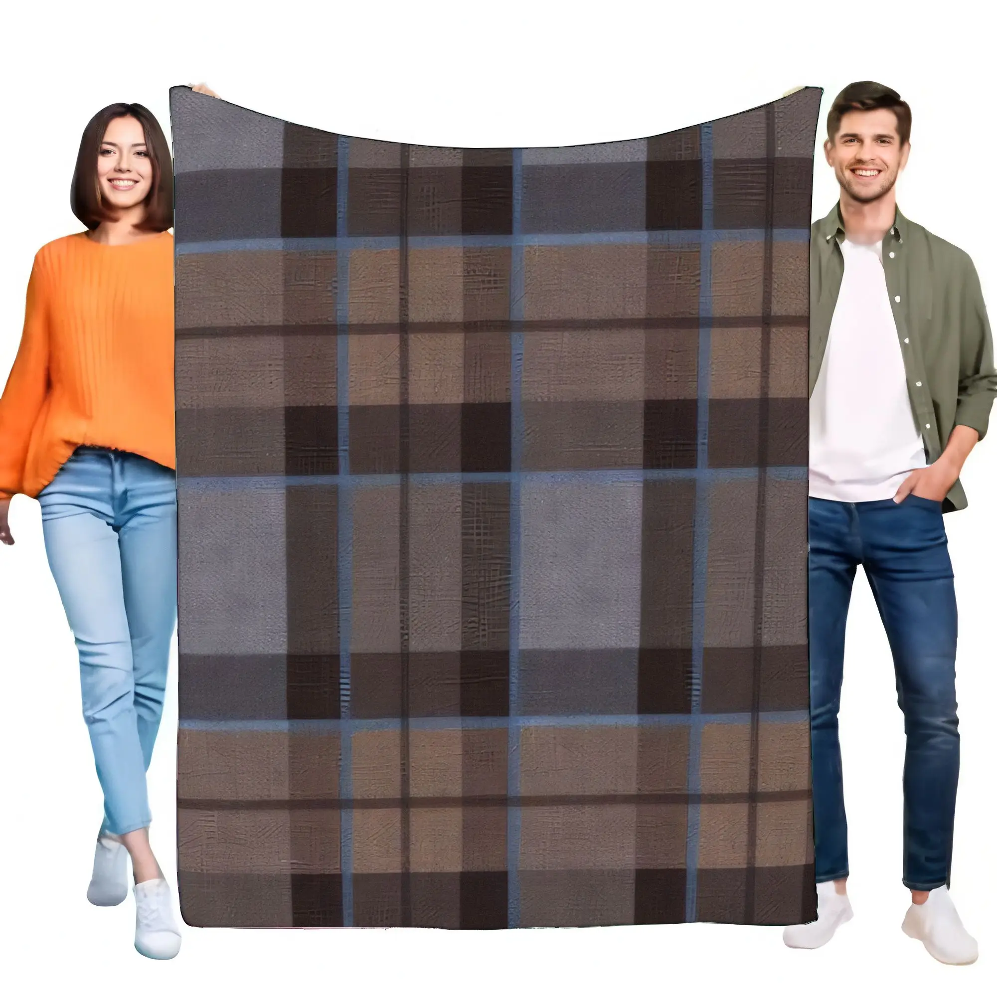 

Stylish Plaid Pattern Blanket Perfect for Home Decor Soft Cozy Throw for Sofa Bed Picnic Lightweight Multi-Color Brown Gray Blac