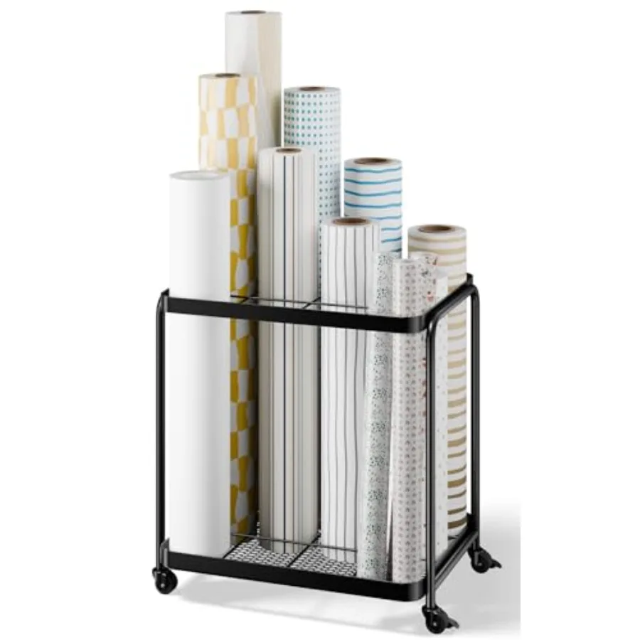 

Blueprint Storage Rack with Silent Wheels12 Slots 4.3''×3.9'' Wrapping Paper Organizer Storage Sturdy Cart for Organizing Const