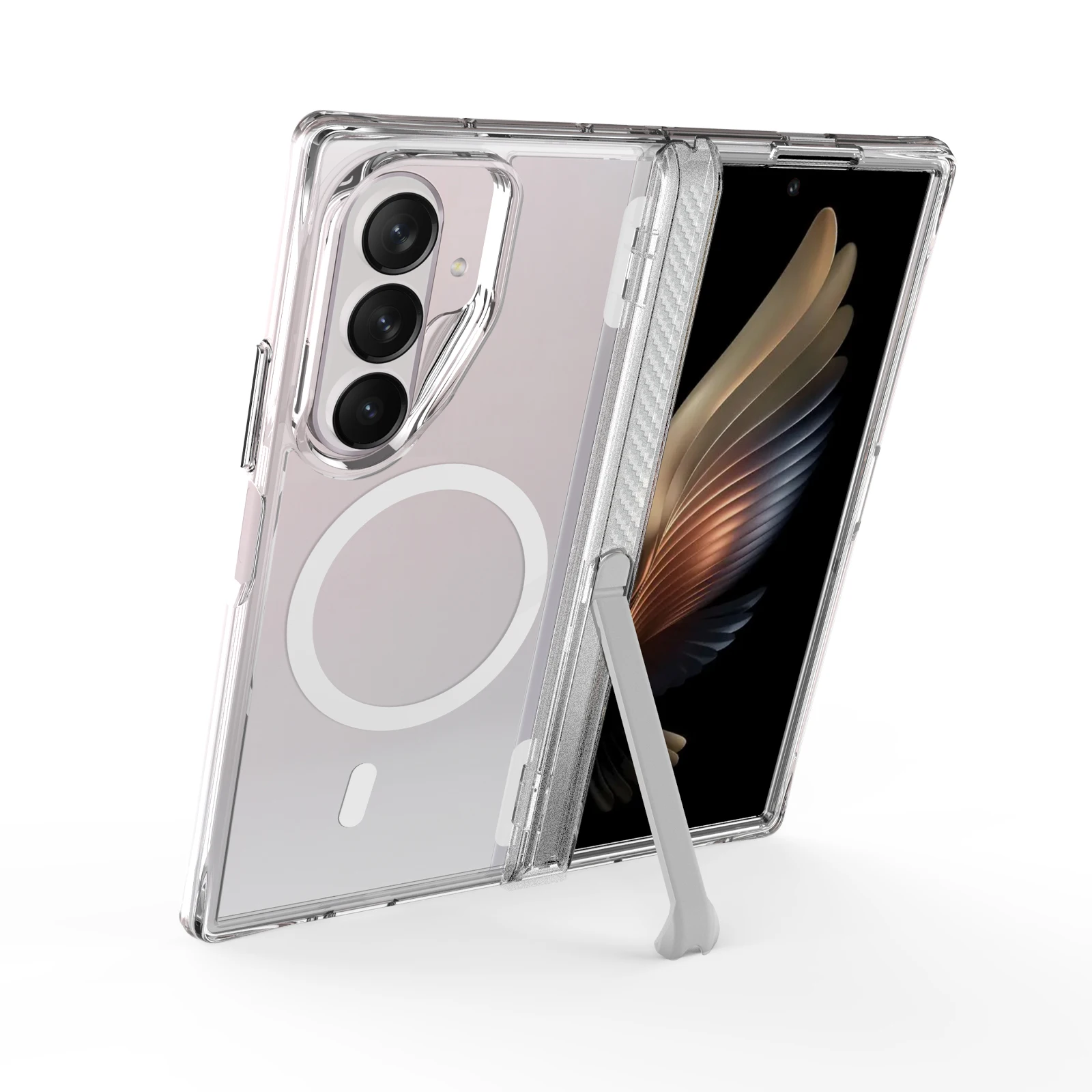Magnetic Transparent Bracket Case‌ for Samsung Z Fold8 Ultra Shockproof for Magsafe Anti-Yellowing Hinge Protection Slim Cover