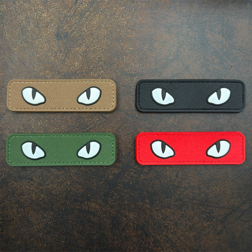 Rounded Rectangular 3D Double-Eye Texture Decorative Velcro Patch, Luminous, Made of Pvc, Includes Matching Felt-Backed Backpack, Baseball Cap, Jacket, Suitcase DIY Decorative Patch Badge Appliqué