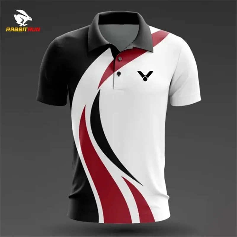 

2025 New Summer Casual Badminton Lapel shirts Men's Sport Short-sleeved Polo Shirts Table Tennis Tshirt Running Men T-shirt tops