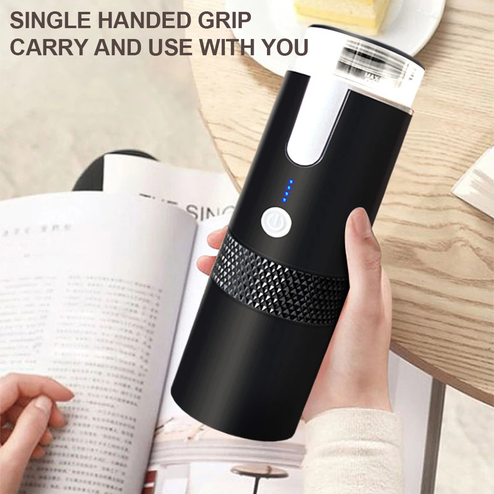 170ML Coffee Maker Wireless Capsule Coffee Machine Rechargrable Compatible with Capsule & Ground Coffee for Home Kitchen Office