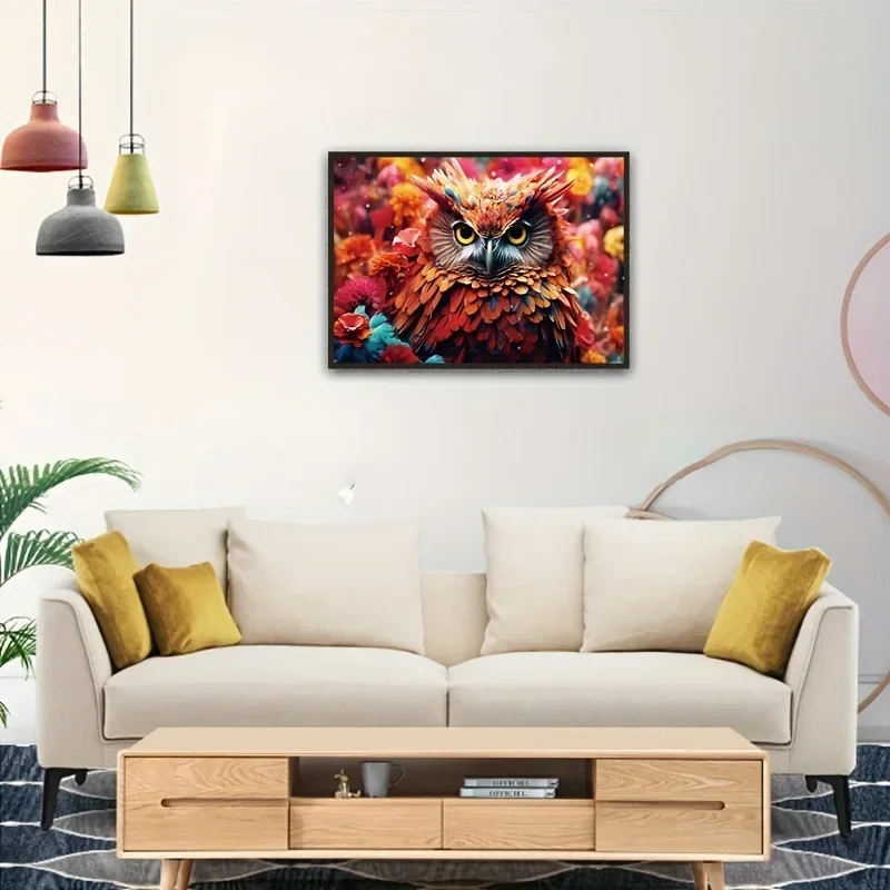 Quebra-cabeça colorido de coruja, 70cm * 50cm, 1000 peças para adultos para casa, presente ideal para ocasiões, incluindo natal, ano novo