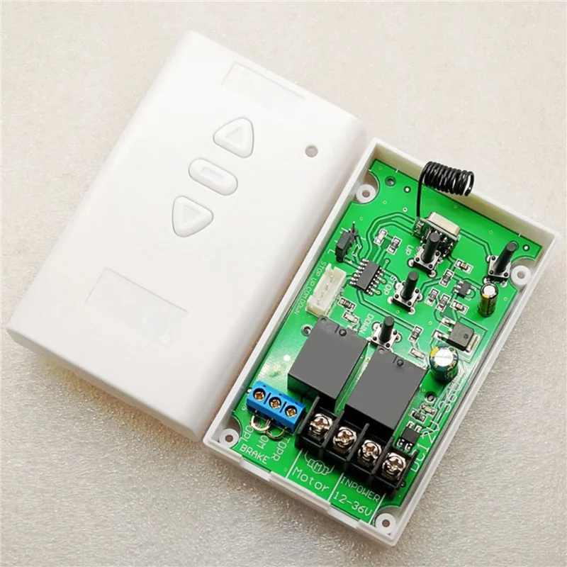 ABKN-2X AC DC Motor Remote Switch Controller 12V 24V 36V Motor Forwards Reverse Up Down Transmitter Manual Button