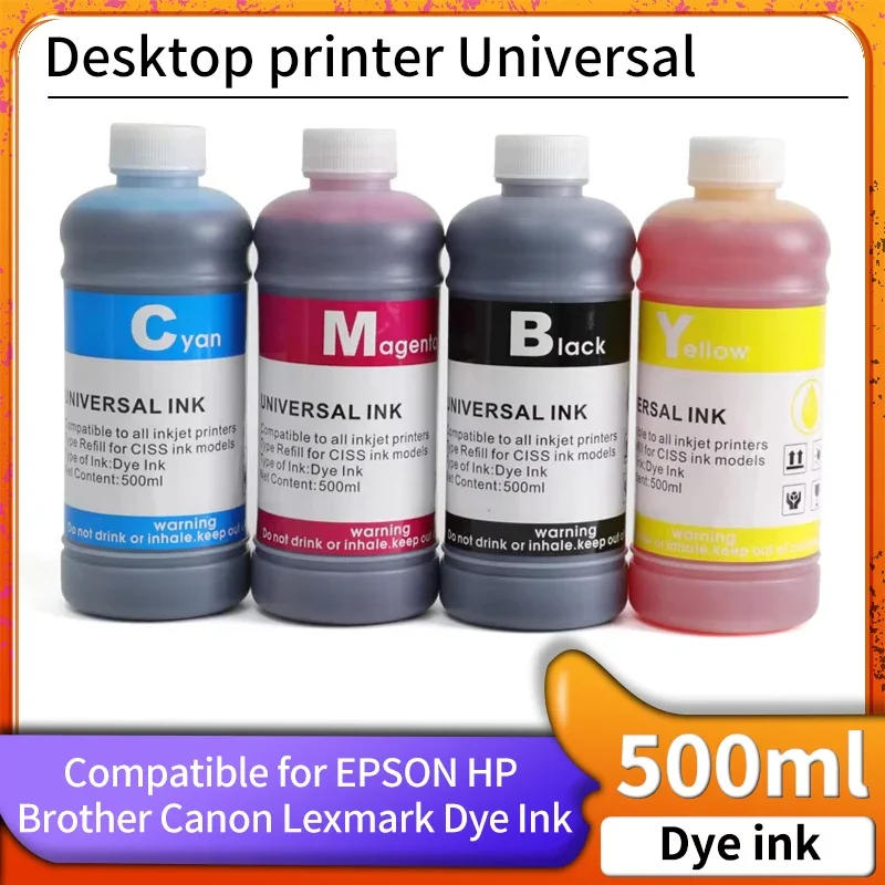 

500ml Universal Ink Refill Dye Ink Compatible for HP 703 678 662 711 655 862 678 680 21 22 123 901 46 664 304 682 56 57 Printer