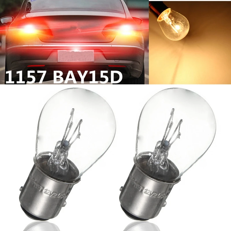 

10pcs 380 BAY15D 1157 21/5W Natural White Glass Double Filament Warm White Car DRL Stop Brake Lights Halogen Bulb DC 12V