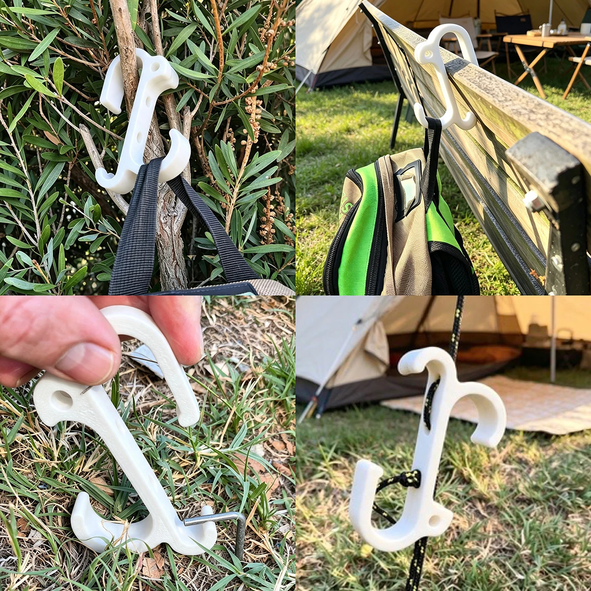 Multi-Function Camping Tool, Tent Peg Puller & Rope Tensioner, Outdoor Backpack Hook Multi-Purpose Hiking Accessory