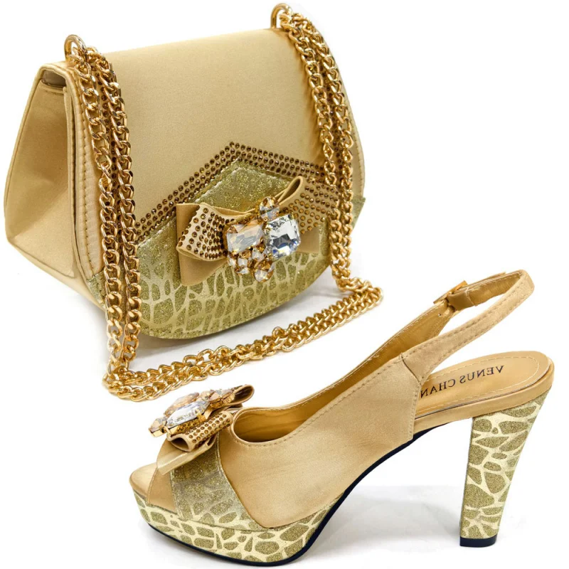Women's Bag and High Heels Set Peep-Toe Backless Sandals Irregular Handbag