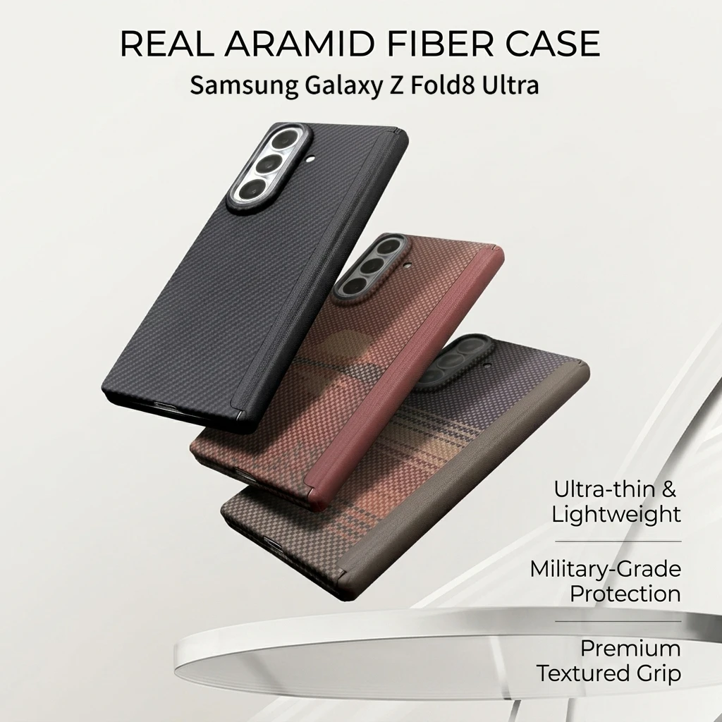 Real Aramid Fiber Case For Samsung Galaxy Z Fold 8 Ultra Fold8 Hinge Protection Magnetic Carbon Fiber Thin Hard Bumper Shell
