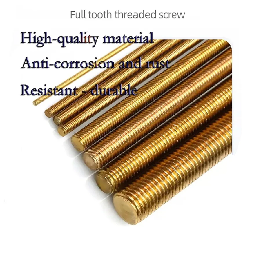 2 buah batang kuningan berulir penuh M2 x 250mm ulir kanan