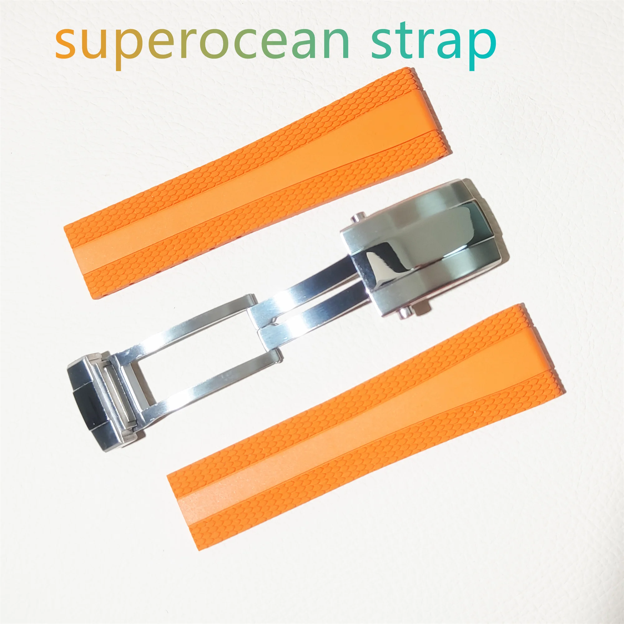 

22MM Watch Band Fluororubber Watch Strap Rubber Bracelet Stainless Steel Buckle for SUPEROCEAN Repair Tools Modified Watch Parts