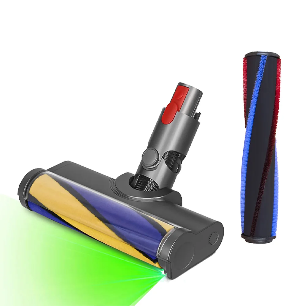 Laser Brush For Dyson V12 Detect Slim V10Slim Accessories Carpet Roller Soft Roller Brush Head Motorhead With Green Dust Light