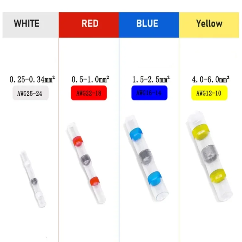 2/5/10/15/20/30/40/50Pcs 3:1 Heat Shrink Insulated Electrical Wires Terminals Butt Splice Solder Waterproof Seal Wire Connectors