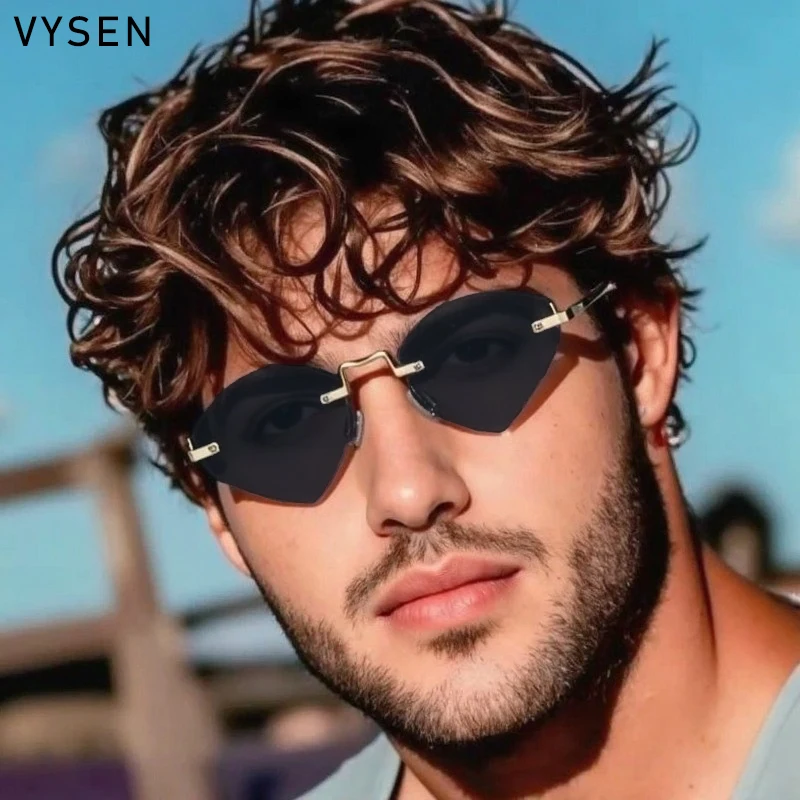 

Polygon Rimless Small Frame Sunglasses Women 2025 Luxury Brand Vintage Metal Hexagon Sun Glasses Driving Outdoor UV400 Shades