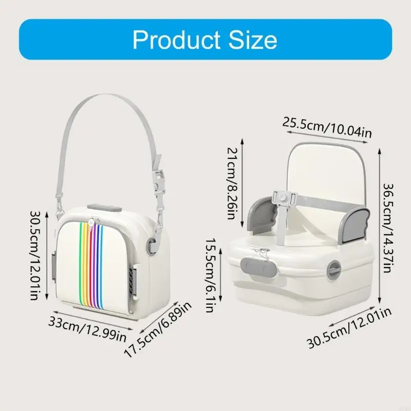 97BE مقعد طعام للأطفال الصغار موفر للمساحة، تصميم قابل للطي مع أشرطة أمان #6