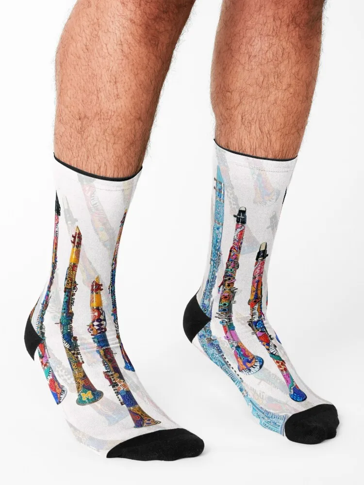 Colorful Clarinet Art Musical Instrument Art by Juleez Socks Toe sports Antiskid soccer floral crazy Girl'S Socks Men's