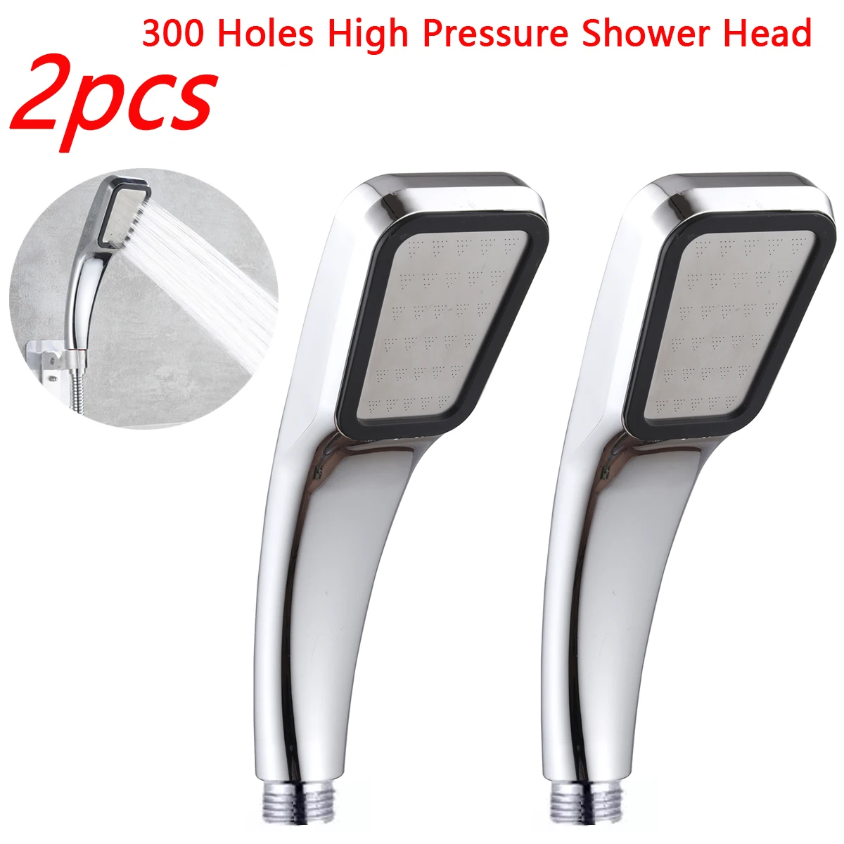 

2PCS Hot Sale 300 Holes Shower Head Water Saving Flow With Chrome ABS Rain High Pressure spray Nozzle bathroom accessories
