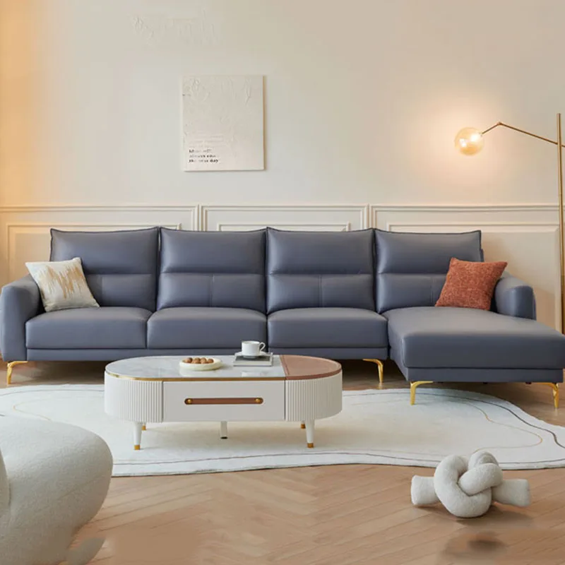 Luxury Living Room Sofas Modern Sectional Blue Living Room Leather Sofas Confort Nordic Modular European Sofas Para Sala Home