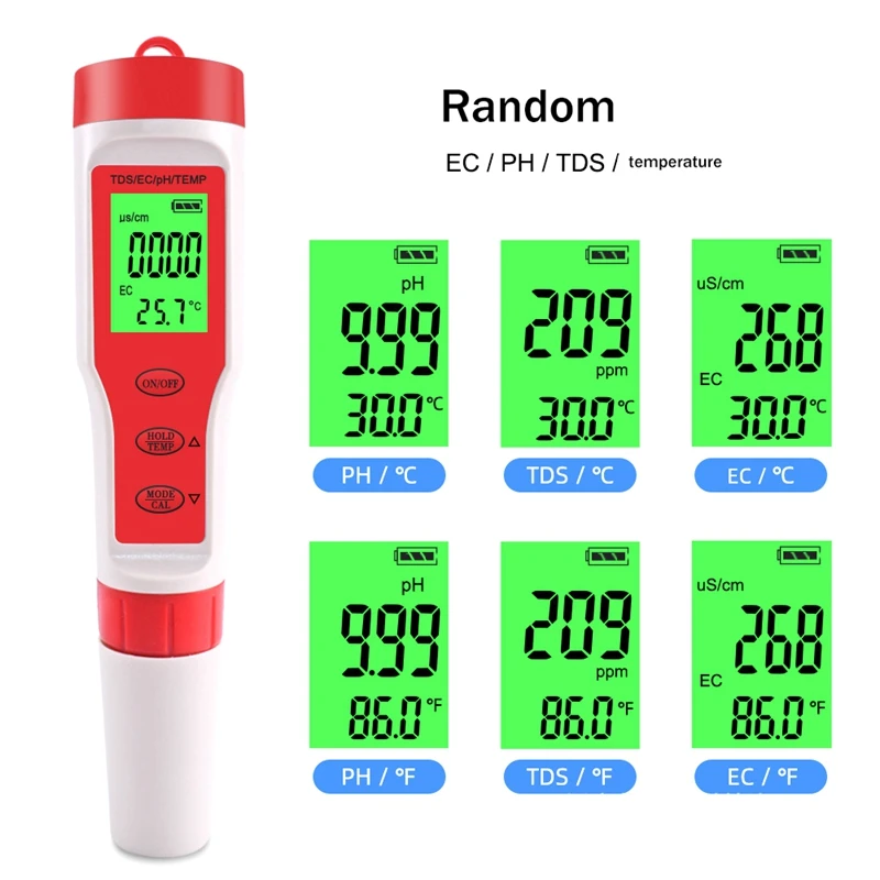 4 In 1 Digital Water Quality Detector PH/TDS/EC/TEMP Multi-Function Tester Pen