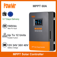 PowMr 60A MPPT Solar Charge Controller 12V 24V 36V 48V Auto Blacklight LCD Regulator Max PV Input 160VDC Fit for Lifepo4 Battery