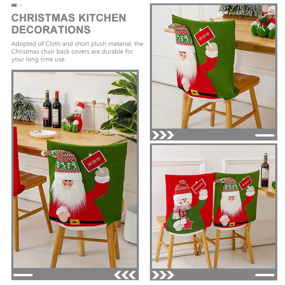 

Christmas Chair Back Cover Cloth Material Reusable Xmas Dining Room Kitchen Decoration Holiday Party Favor Chair Back Cover