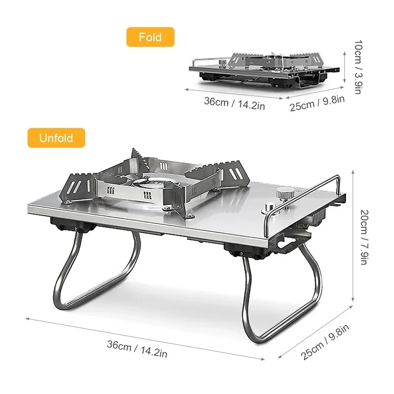 

Adjustable Firepower with Storage Box Outdoor Camping Stove Portable Gas Tank Stove Collapsible Outdoor Cooking Stove