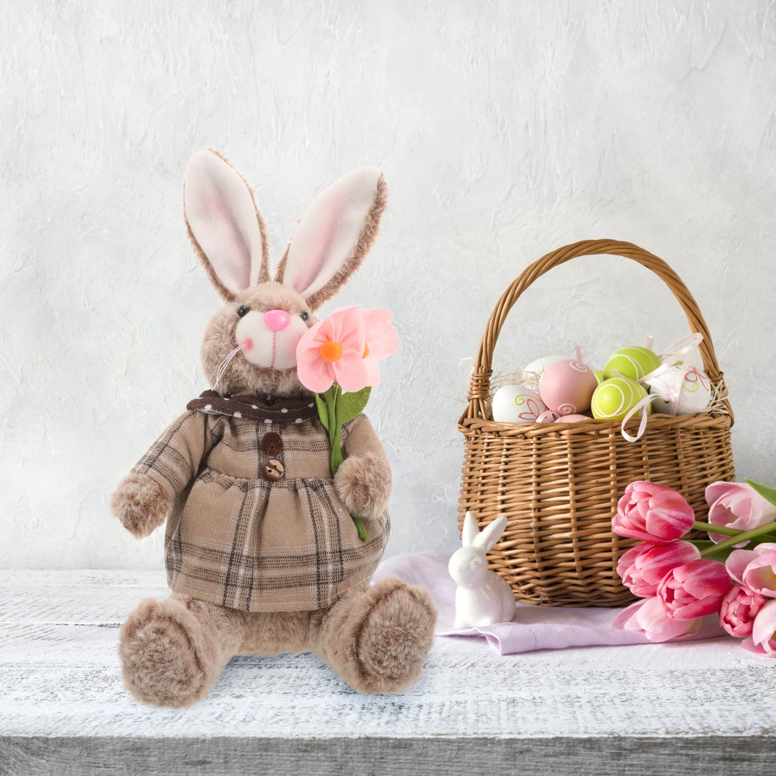 Adorable Stuffed Rabbit for Easter Celebration - Lifelike Bunny Design Festive Decoration for Home Table Sofa Bed Shelf Display