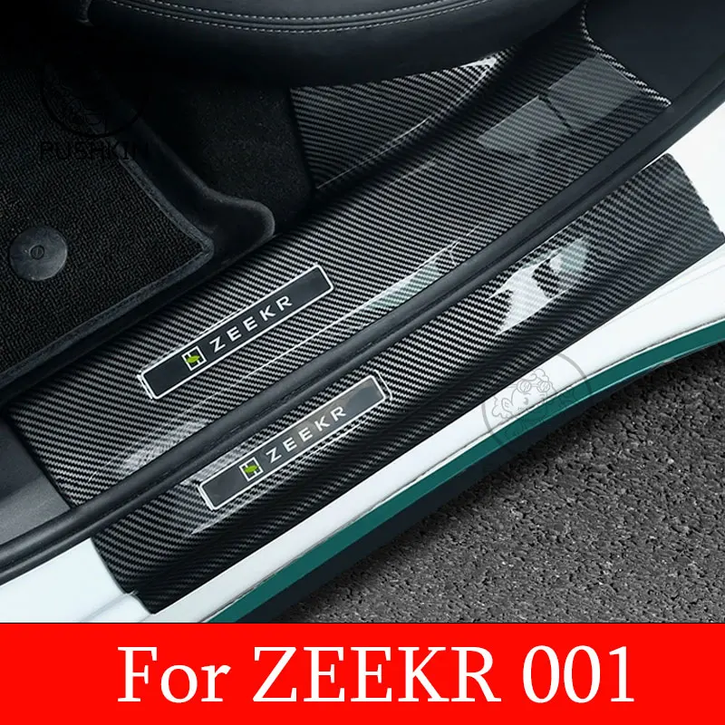 Black Stainless Car Door Sill Scuff Trim Plate Welcome Protectors For Geely Zeekr 001 Accessories 2023-2025 Guard Plat Styling