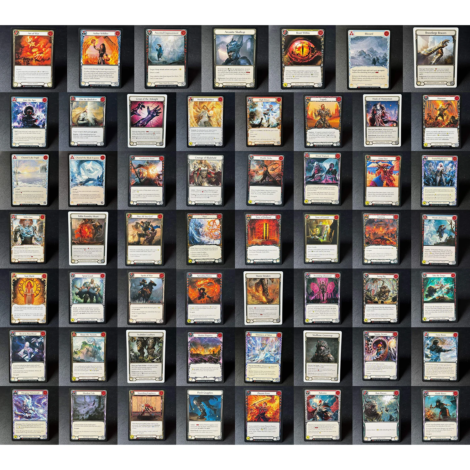 

55PCS/Set FAB 2 Proxy Regular Game Cards Mask of Momentum Teklo foundry heart white border Braveforge Bracers Swing Big TCG Card