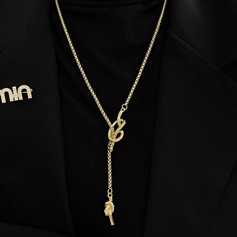 Sweater Chain Necklace For Women Metal Long Drop Fashion Jewelry Girl New Trendy Accessories Gifts Designer Trendy Style 2023282