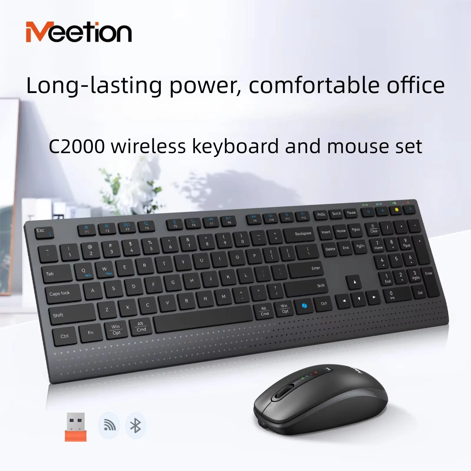 Dual-Mode 2.4G Wireless Keyboard Mouse Combo Mute Rechargeable Keyboard Mouse Set With Multi-Function Keys For Laptop PC Windows