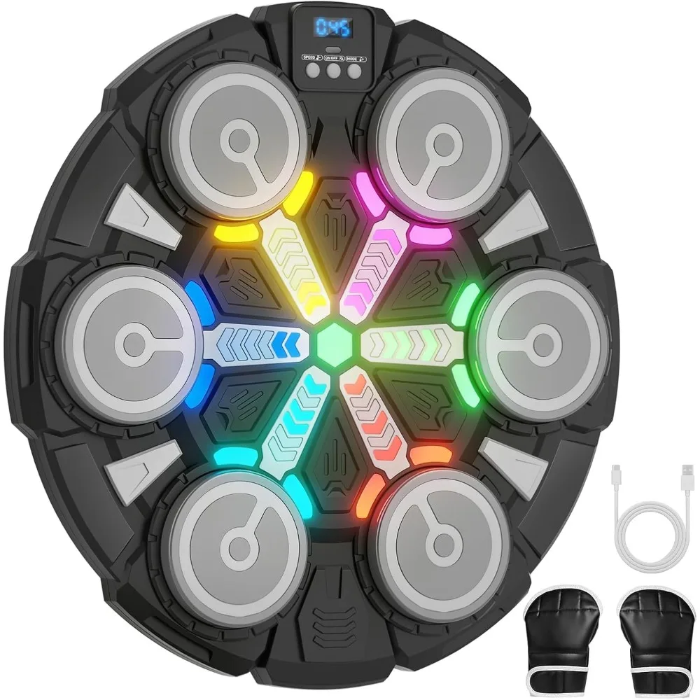 Music Boxing Machine for Adults and Kids Smart Musical Gloves 5-Speed Rhythm 3 Game Mode Adjustment Wall Mounted Fun Bluetooth