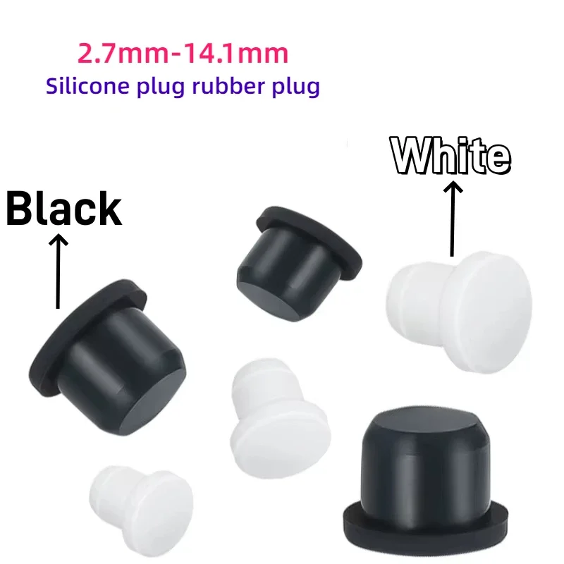 White/Black High-Temperature Resistant Silicone Plug Rubber Plug T-Shaped Solid Threaded Hole Blind Cover 2.7mm-14.1mm