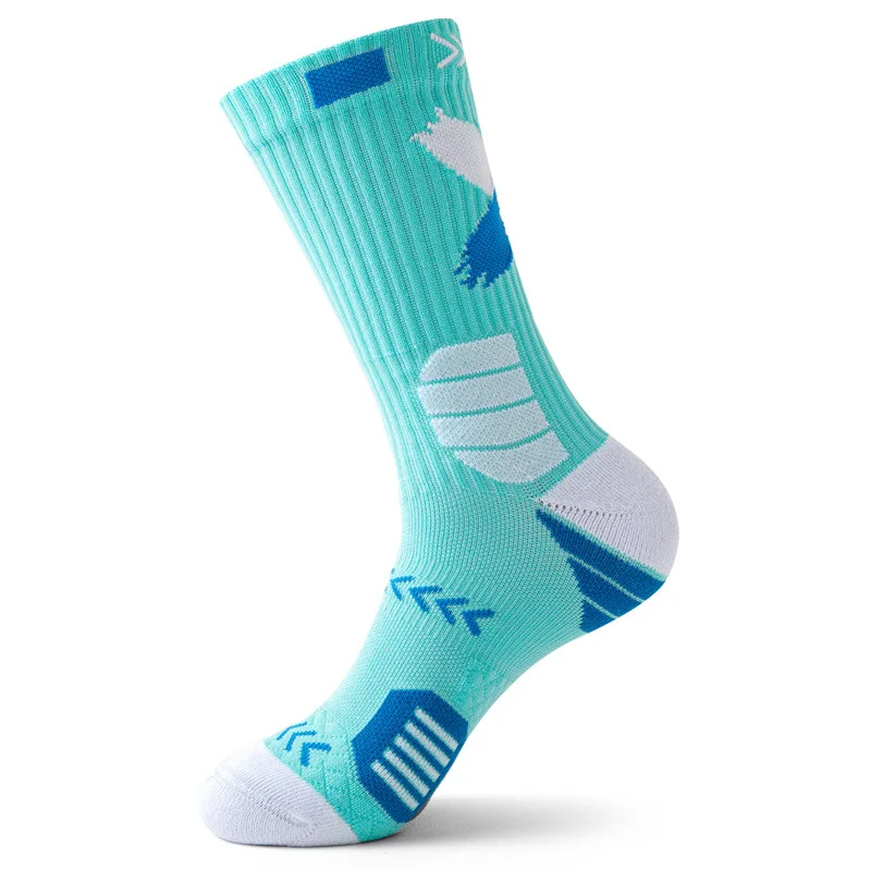 1 pair of practical professional running basketball socks, high cut sweat absorbing and odor proof running, cycling, basketball