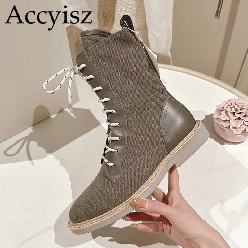 

Retro women's frosted suede solid color anti slip short boots autumn and winter thick heel lace up handsome zipper short boots