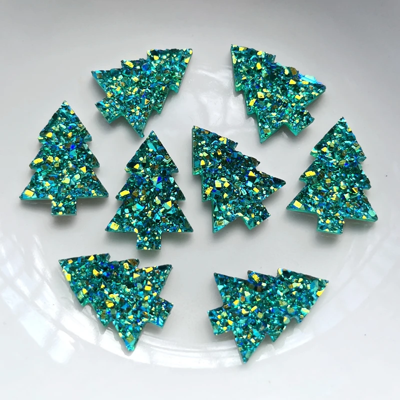 10 pcs 23mm * 17mm green ab crystal Christmas tree gem flat back rhinestone applique DIY scrapbook accessories