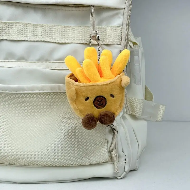 Llavero colgante de felpa de patatas fritas, Capybara divertido de figuritas de muñeco, lindas, para mochilas, bolsas y llaves