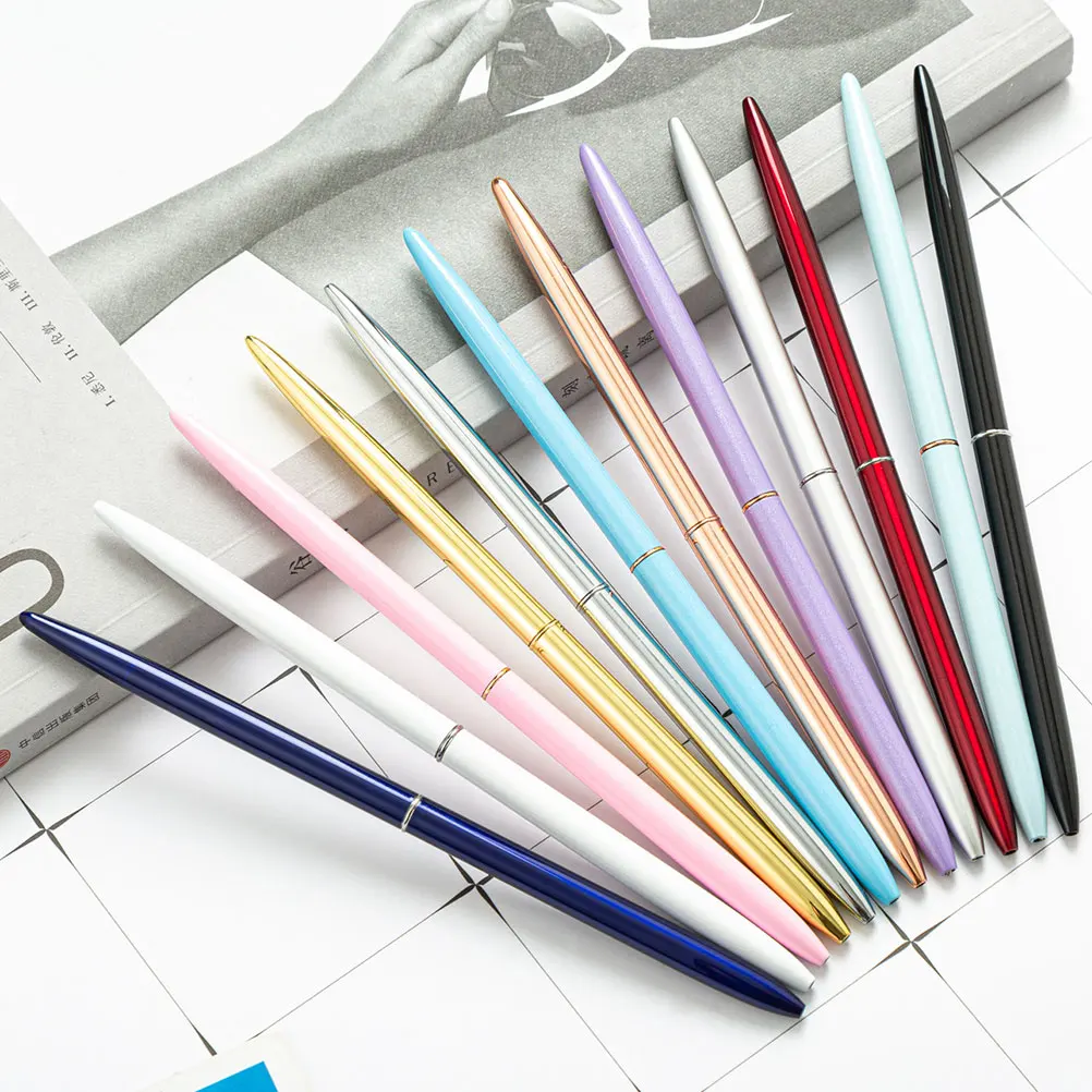 

6pcs Ballpoint Pens Multicolor Rose Gold Silver Blue Black Transparent Business Writing