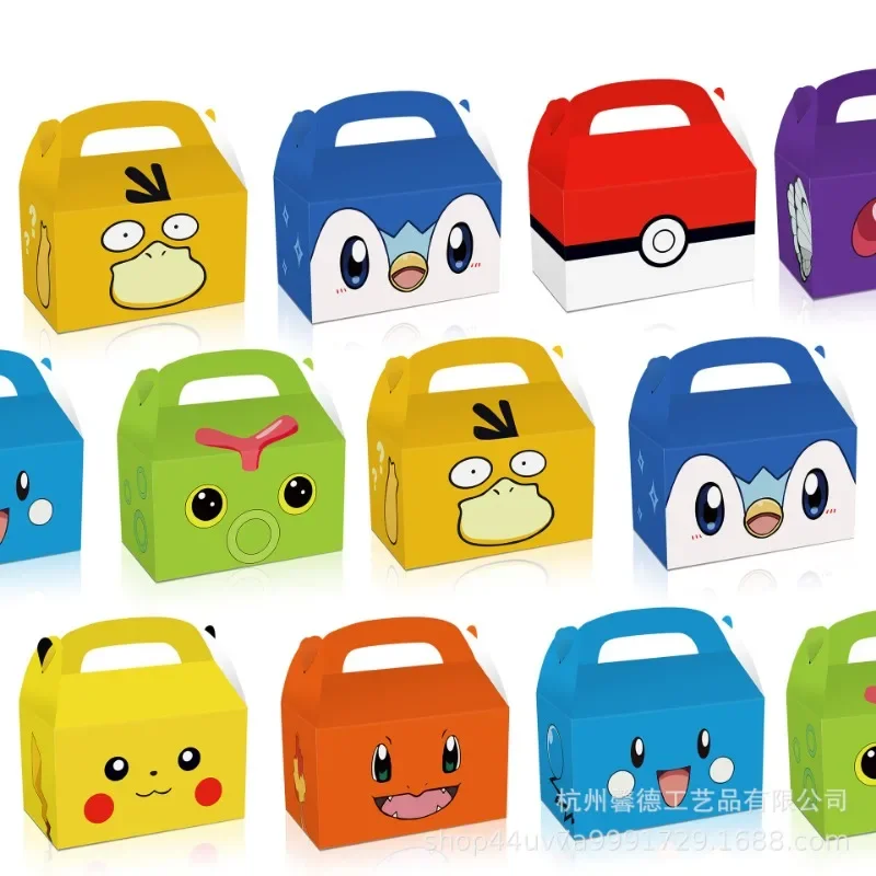 

12 шт., коробка из крафт-бумаги Пикачу, аниме, мультяшная упаковка, подарочная коробка, подарочные пакеты для конфет для детей, товары для Хэллоуина, декор