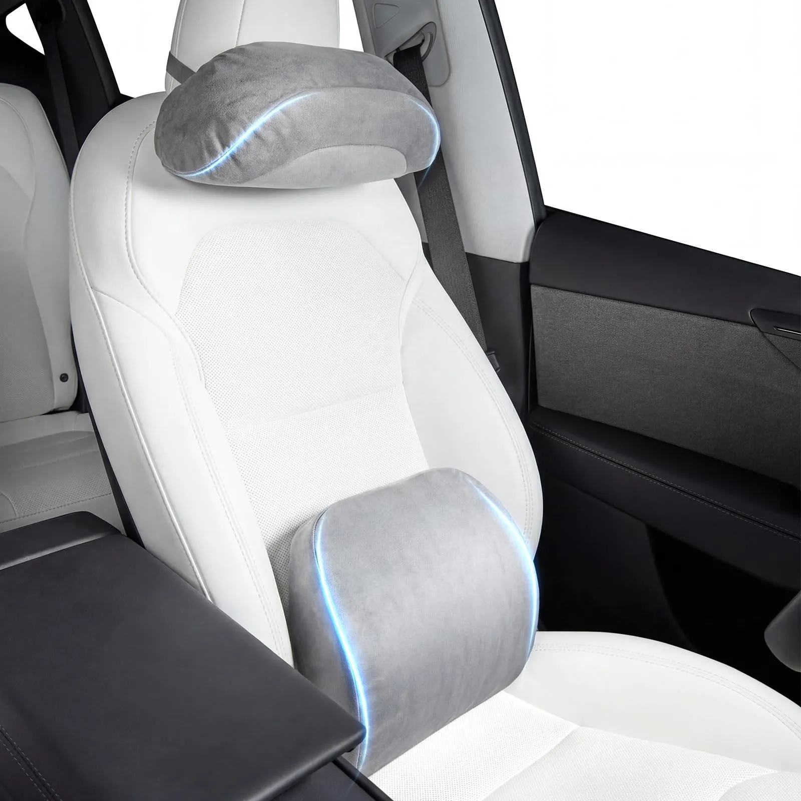 

Farmogo Car Headrest Pillow & Lumbar Support Pillow Set for Tesla Model 3 Y S...