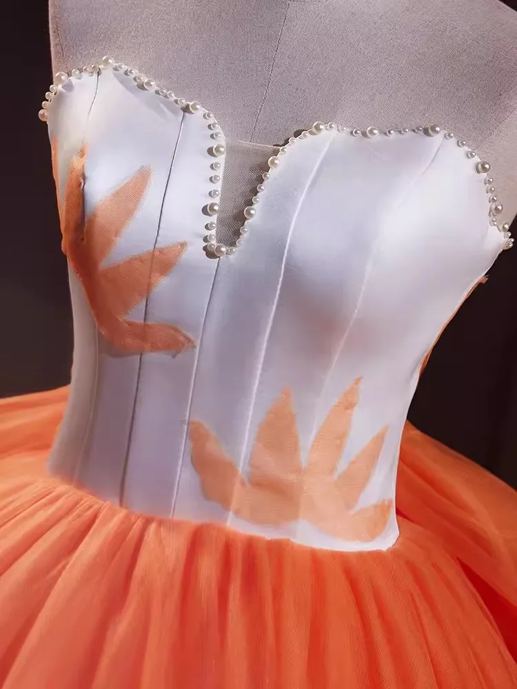 Vestidos De quinceañera para niña De 15 y 16 años, Vestido De baile con lazo, hombros descubiertos, naranja, árabe saudita, fiesta De graduación, ocasión