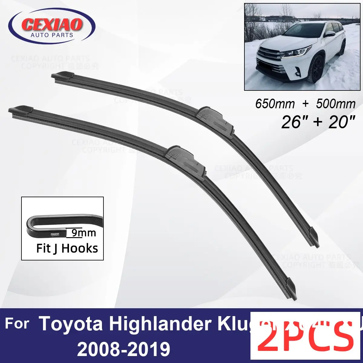 

Car Wiper For Toyota Highlander Kluger XU40 XU50 2008-2019 Front Wiper Blades Soft Rubber Windscreen Wipers Auto Windshield