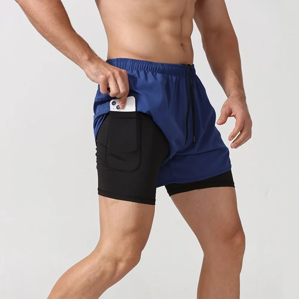 Track and Field Training Running Shorts Men's Double Layer 2-in-1 Invisible Open Crotch Outdoor Sex Thin Quick-Drying Sweatpants