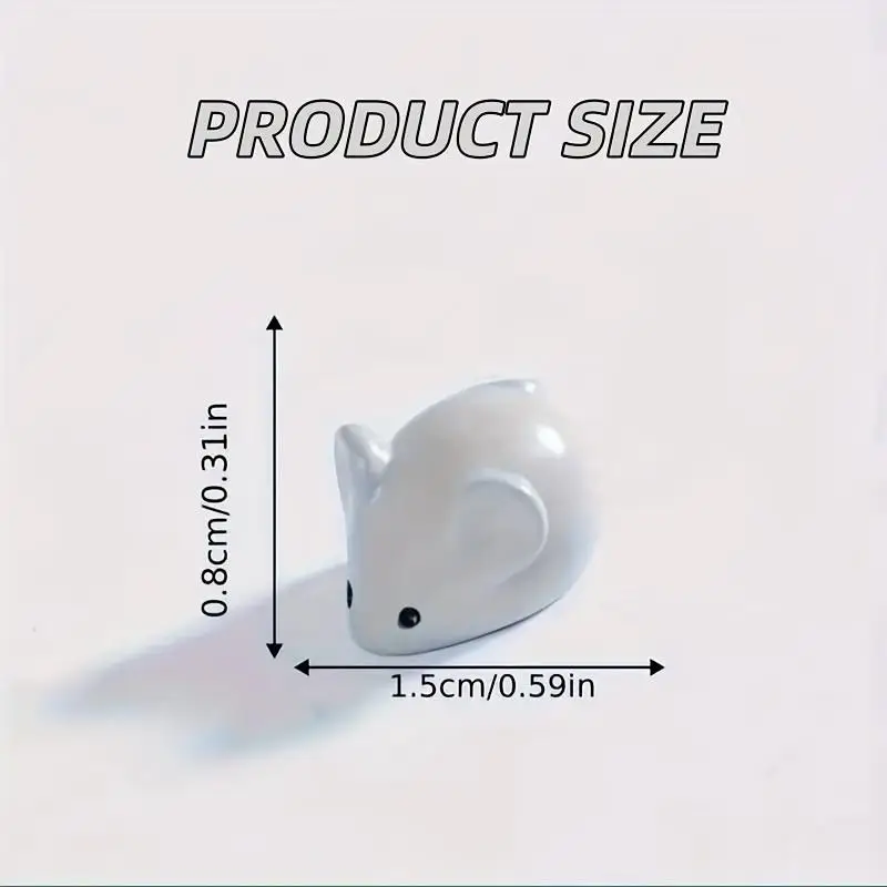 20 Cute Mini Resin Mouse Decorations - White Enchanting Mouse Statues with Expressive Eyes and Ears, Suitable for DIY Jewelry Ma